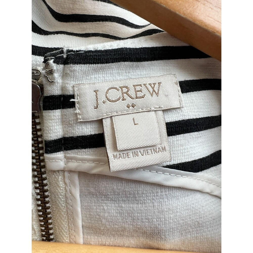 J.Crew Black White Striped Dress Women's Sun Dress Sz L Large Nautical Preppy - Picture 2 of 3